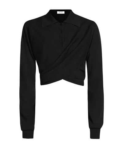 Sportmax Crossed Wool Sweater In Black