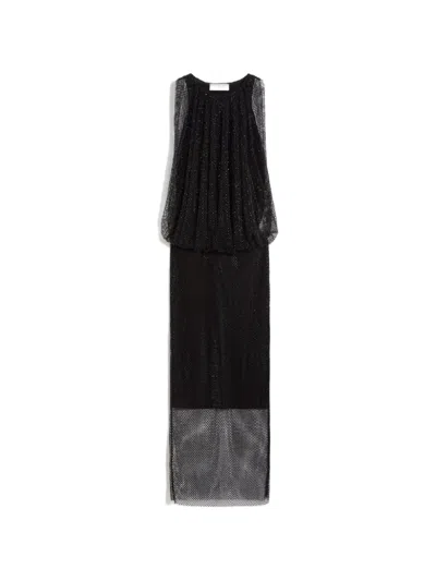 Sportmax Sporty Bubble-waist Sleeveless Dress With Rounded Neckline In Black