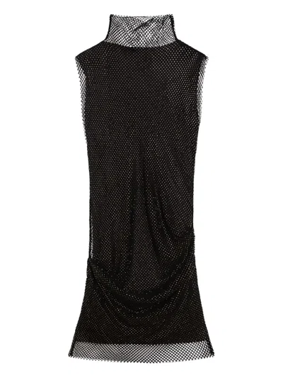 Sportmax Crystal-embellishment High-neck Mini Dress In Black
