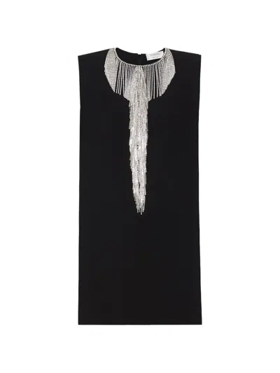 Sportmax Sleeveless Mini Dress Embellished Neckline In Black