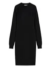 Sportmax High-necked Long-sleeved Wool Dress In Black