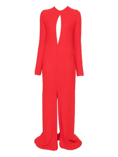 Sportmax Cut-out Long-sleeve Maxi Dress In Red