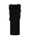 Sportmax Feather-trim Square Neck Midi Dress In Nero