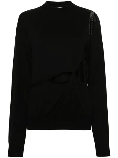 Sportmax Cut-out Wool Jumper In Black