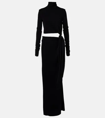 Sportmax Cutout Jersey Maxi Dress In Black