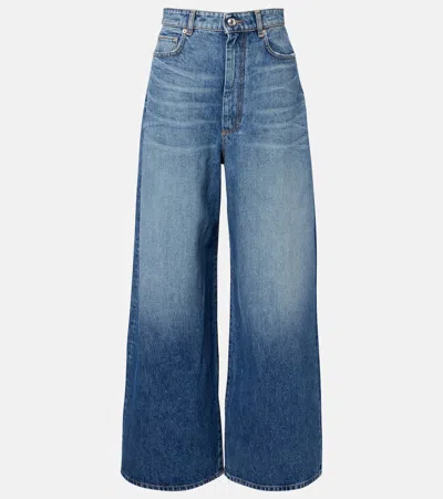 Sportmax Dangri Faded Wide-leg Jeans In Blue