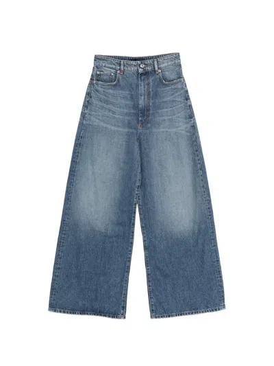 Sportmax Angri Denim Five Pocket Wide Trousers In Blue
