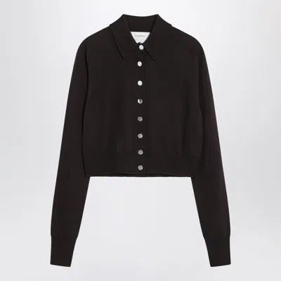 SPORTMAX DARK BROWN CARDIGAN IN WOOL
