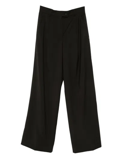 SPORTMAX DARK BROWN WOOL PANTS