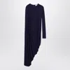Sportmax Asymmetrical Draped Long Sleeve Dress In Purple