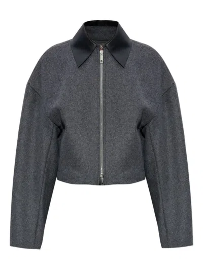 SPORTMAX DARK GREY SHORT WOOL JACKET