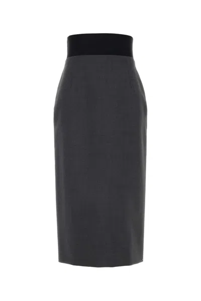 SPORTMAX DARK GREY WOOL ANNY SKIRT