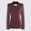 Sportmax Structured Double-breasted Jacket Back Vent In Burgundy