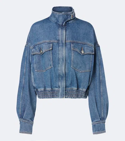 Sportmax Bussola Oversize Denim Bomber Jacket In Blue