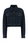 Sportmax Cropped Denim Jacket With Collared Neck In Denim