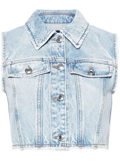 SPORTMAX DENIM COTTON CROPPED VEST