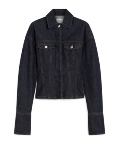 Sportmax Denim Fitted-waist Jacket In Blue