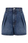 Sportmax Pleated Denim Trouser Shorts In Blu