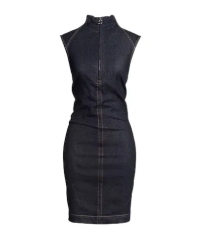 Sportmax Denim Sleeveless Dress In Blue