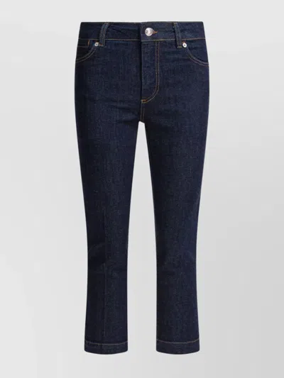 SPORTMAX DENIM TROUSERS WITH BACK POCKETS AND CONTRAST STITCHING