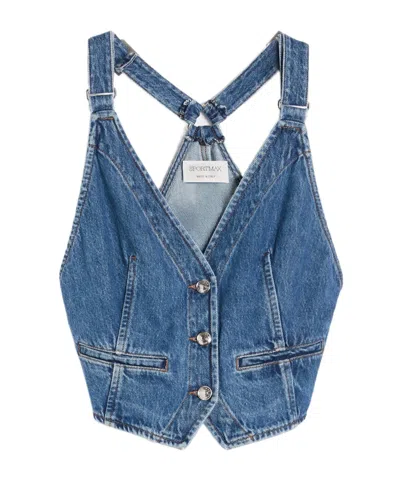 Sportmax Denim Vest In Blue
