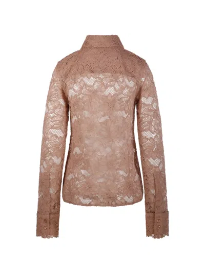 Sportmax Floral Lace Shirt In Brown