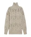 Sportmax Oversize Cable Knit High Neck Sweater In Nude