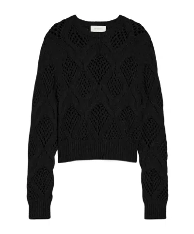 Sportmax Diamond Knitted Wool Round-neck Sweater In Black