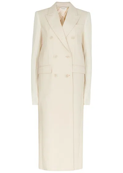 Sportmax Doerma Ivory Double-breasted Cotton Coat In Neutral