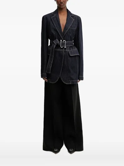Sportmax Domino Belted Denim Blazer In Black