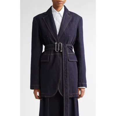 SPORTMAX SPORTMAX DOMINO MONOGRAM BUCKLE BELTED DENIM JACKET
