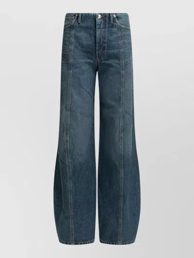 Sportmax Dora Wide Leg Jeans Contrast Stitching In Blue