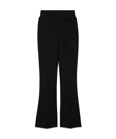 Sportmax Double-belt Bell Bottoms In Black