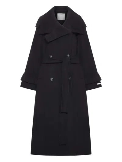 Sportmax Yole Trench Coat In Pure Wool Double In Black