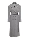 Sportmax Double-breasted Long-sleeved Coat In Grey
