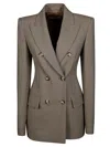 Sportmax Wool Houndstooth Single-breasted Jacket With Peak Lapels In Beige