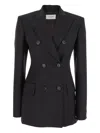 Sportmax Structured Double-breasted Blazer With Flap Pockets In Black