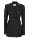 Sportmax Structured Double-breasted Blazer With Flap Pockets In Black