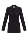 Sportmax Structured Double-breasted Blazer With Flap Pockets In Black