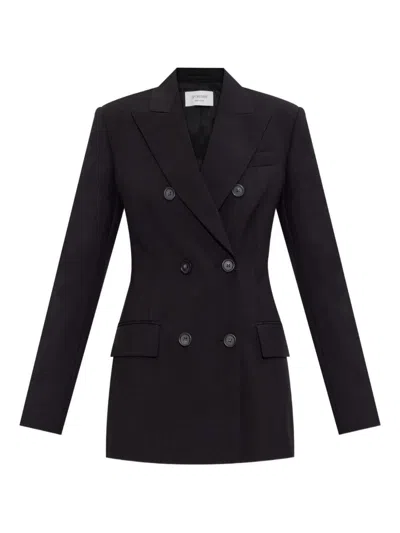 Sportmax Structured Double-breasted Blazer With Flap Pockets In Black