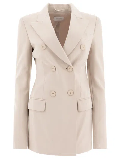 SPORTMAX DOUBLE-BREASTED BLAZER WITH SPEAR LAPELS JACKETS AND COATS BEIGE