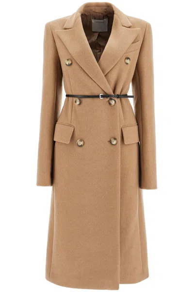 Sportmax Double-breasted Cashmere Blend Coat In Beige