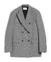 Sportmax Double-breasted Check Blazer In Gray