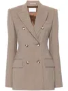 Sportmax Wool Houndstooth Single-breasted Jacket With Peak Lapels In Brown