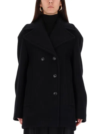 Sportmax Double-breasted Coat In Black