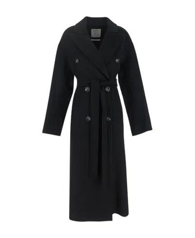 Sportmax Double-breasted Coat In Black