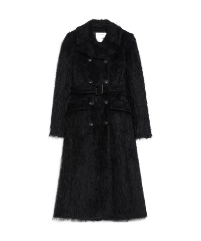 Sportmax Double-breasted Belted Coat In Black