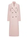 Sportmax Double-breasted Long Wool Coat Vent In Neutral