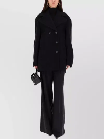 Sportmax Double-breasted Coat Notched Lapels Long Sleeves In Black