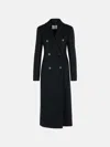Sportmax Double-breasted 'comune' Black Virgin Wool Coat In Black